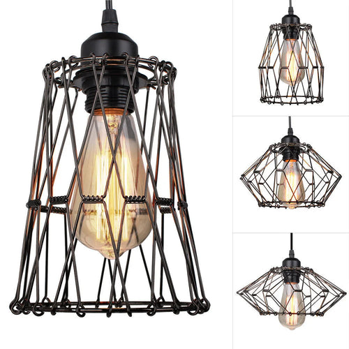 Pendant Light,Industrial Ceiling Pendant Light Fixtures Metal Lampshade,Deformable Geometric Cord Adjustable Folding Cage E27 - vue 4 sur 7