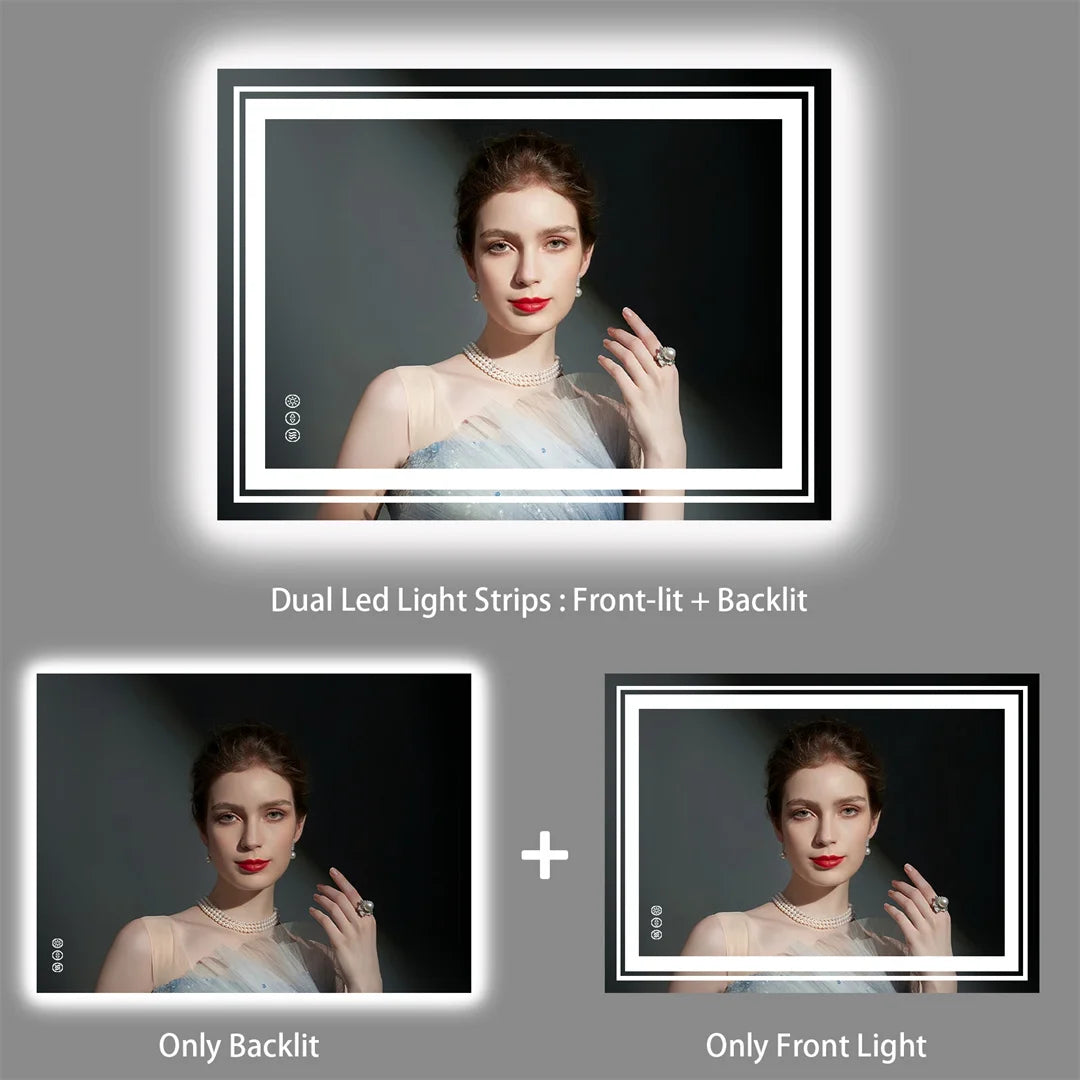miroir LED de luxe en cristal transparent étanche à intensité variable - vue 4 sur 9