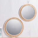 miroir mural rond en rotin pour décoration intérieure