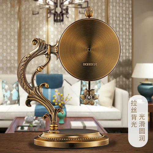 horloge de table européenne en métal plaqué cuivre élégant design luxe - vue 5 sur 18