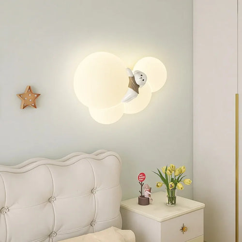 applique murale nuage ourson et chien veilleuse décorative enfant - vue 3 sur 7