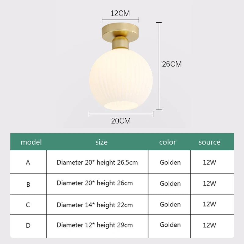 plafonnier nordique en verre simple luxe américain - vue 4 sur 14