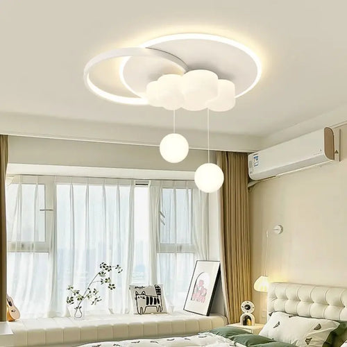 plafonnier minimaliste avec bulle suspendue et lustre en nuage - vue 5 sur 13