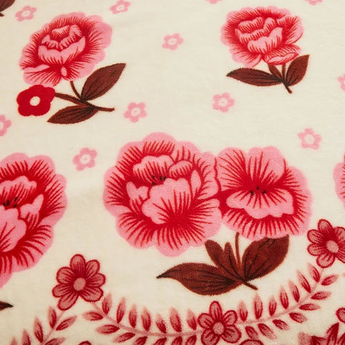 Plaid polaire motifs carreaux et floral pour canapé - vue 5 sur 6