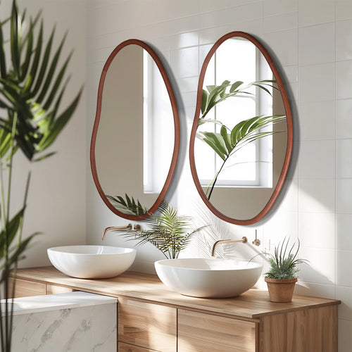 miroir mural décoratif grand format en bois massif - vue 4 sur 6