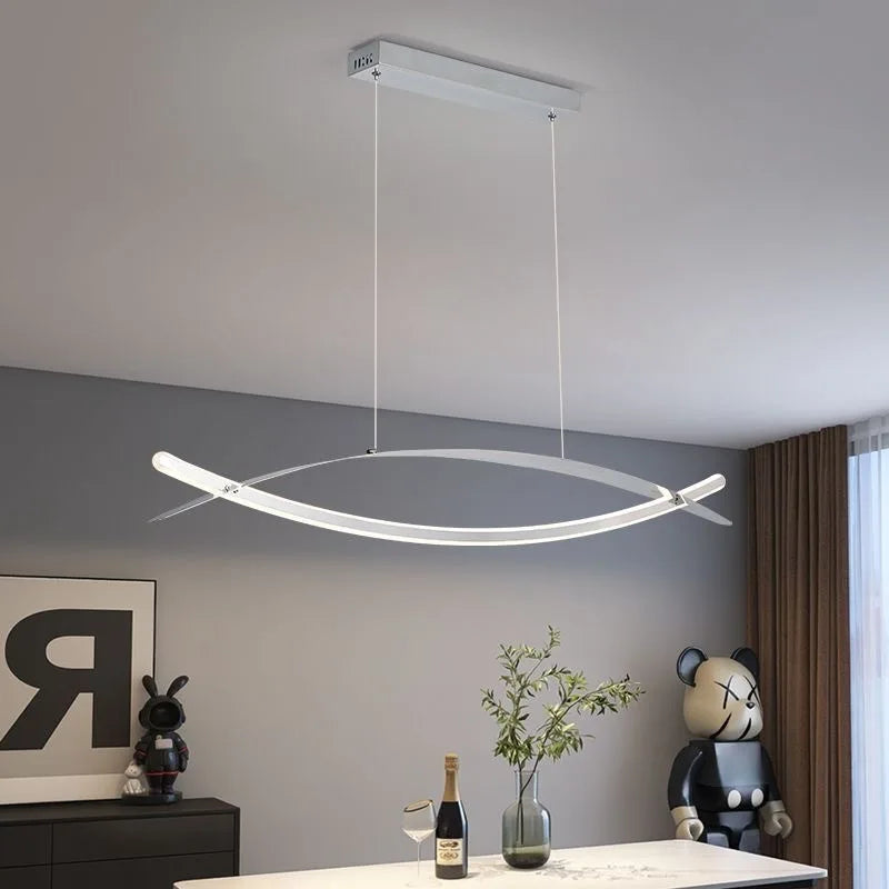 2023 Modern Led Simple Pendant Lamp Double Arc Creative Style Chandelier For Dining Room Living Room Deluxe Plating Color - vue 3 sur 6