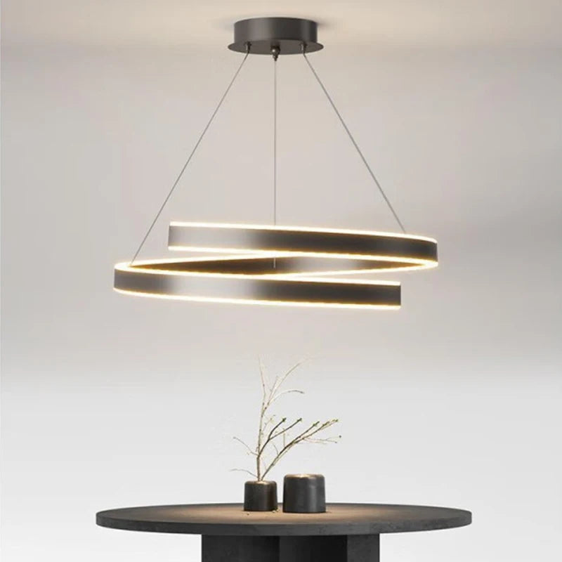 TONDI Lustre Simple Noir/Blanc adapté au Salon Salle à Manger Cuisine Lustre Rond éclairage décoration intérieure - vue 3 sur 12