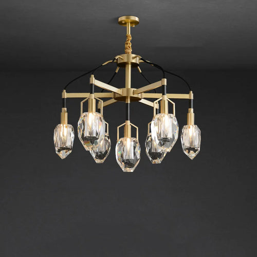 lustre design moderne en cristal avec abat-jour fantaisie - vue 4 sur 16