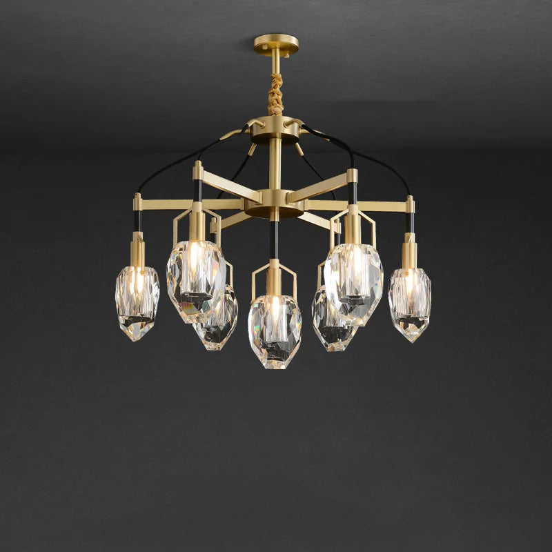 lustre design moderne en cristal avec abat-jour fantaisie - vue 3 sur 16