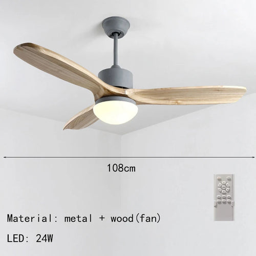 ventilateur de plafond nordique à lumière télécommandée en bois et métal