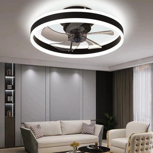 Plafond moderne à LEDs ventilateur lumières synchronisation ventilateur électrique chambre décor ventilateur lampes suspendues pour plafond moderne décoration de la maison - vue 2 sur 8
