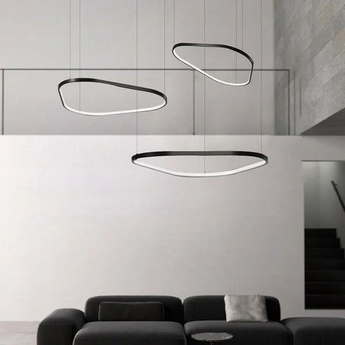 lustre Moderne noir irrégulier Led éclairage salon salle à manger nordique décor à la maison chambre - vue 2 sur 13