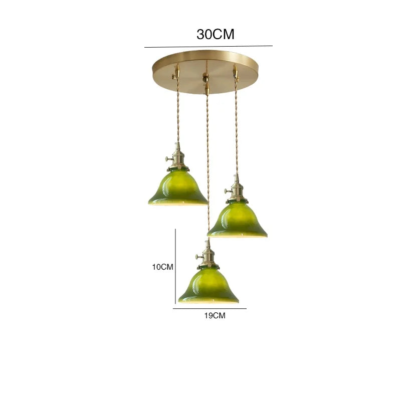 Suspension vintage style américain en cuivre bois et verre - vue 29 sur 30