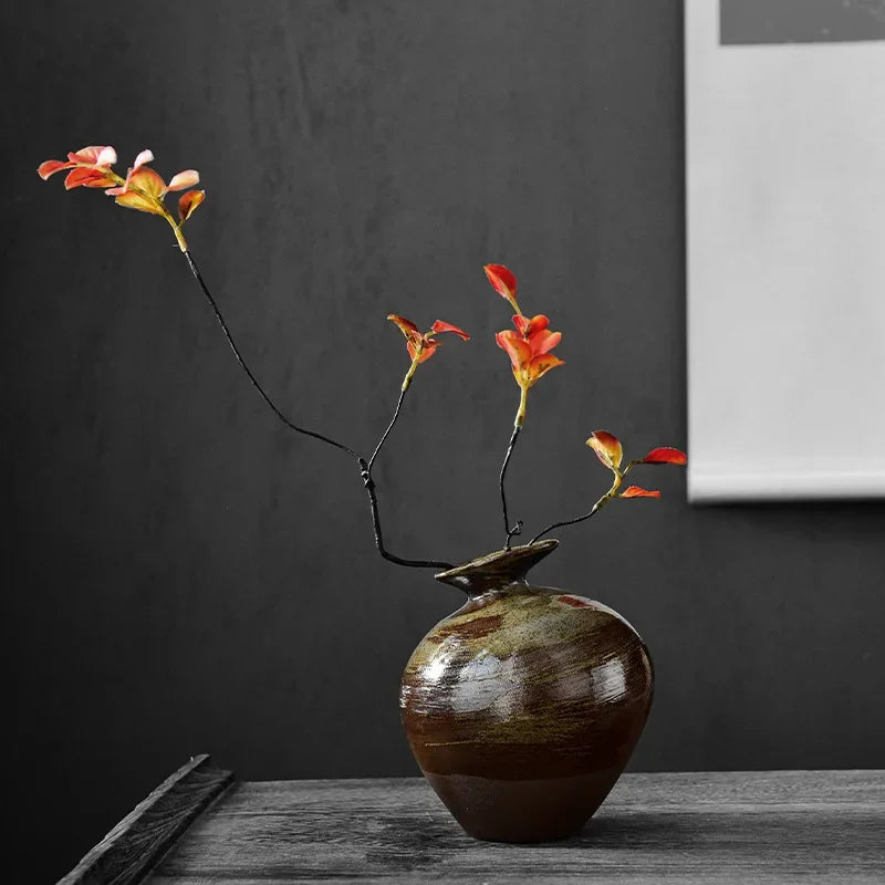 vase en terre cuite japonais imitation pierre vintage pour fleurs - vue 4 sur 21