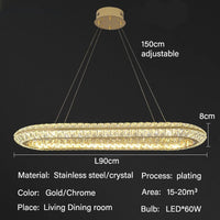 Luxe Cristal LED Suspension Lumières Villa Salon Salle À Manger Éclairage Décor Lustre Lustre Lampe Intérieur Hôtel Bar Luminaires