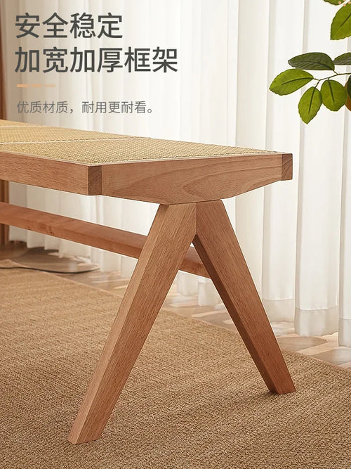 banc en rotin massif pour usage polyvalent et moderne - vue 6 sur 17