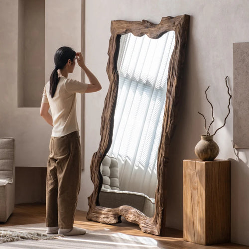 miroir moderne de luxe sur pied en bois décoratif pour la maison - vue 4 sur 18