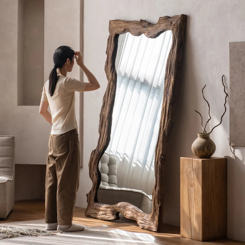 miroir moderne de luxe sur pied en bois décoratif pour la maison - vue 3 sur 18