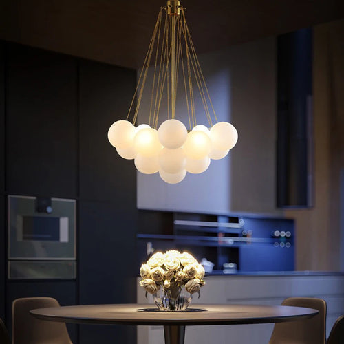 lustre boule de verre moderne led suspension nordique suspendu - vue 4 sur 10