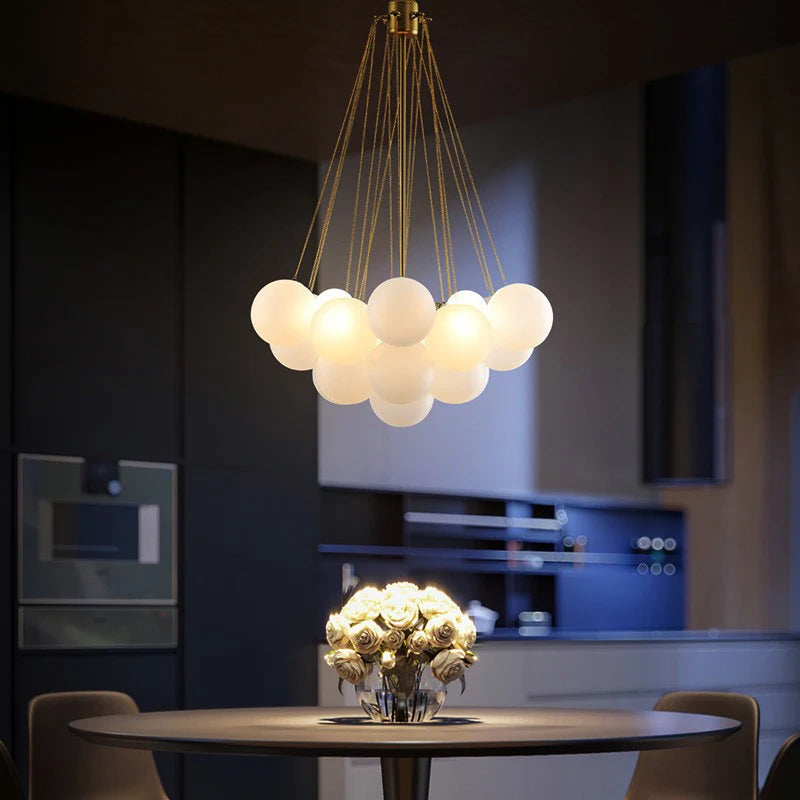 lustre boule de verre moderne led suspension nordique suspendu - vue 3 sur 10