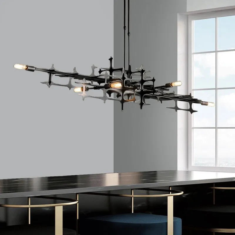 lustre postmoderne de luxe nordique led géométrique en acier inoxydable - vue 1 sur 8