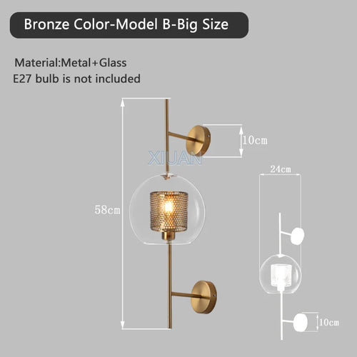 American Industrial Wall Lamps Clear Glass Wall Light Iron Metal Cage Living Room Decorative Wall Light Hallway Entrance Aisle - vue 11 sur 14