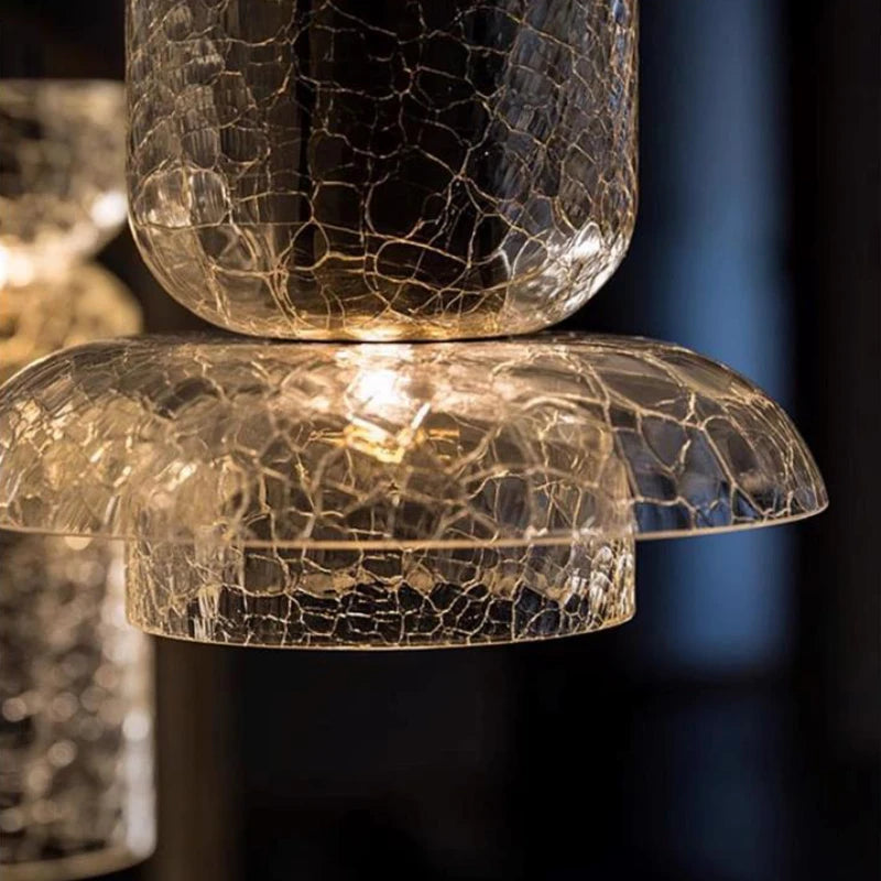 lustre en verre craquelé design rétro minimaliste pour intérieur moderne - vue 6 sur 12