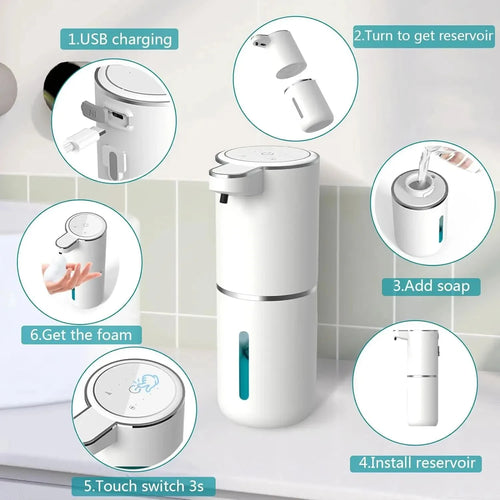 distributeur de savon automatique moussant rechargeable sans contact - vue 4 sur 7