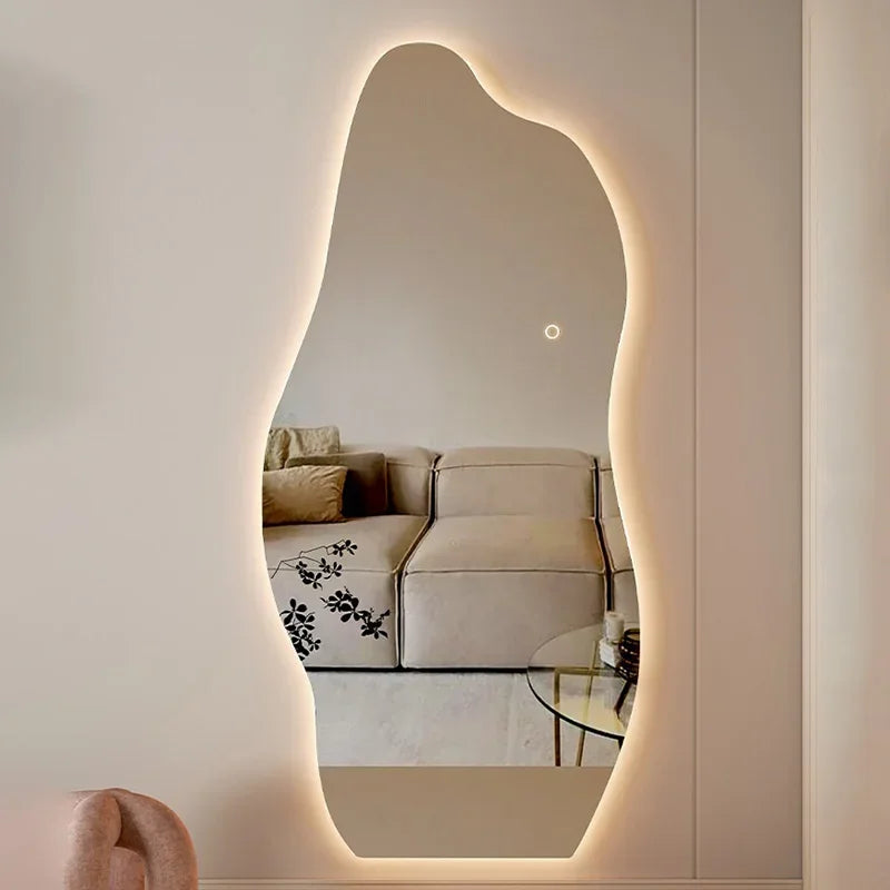 miroir lumineux décoratif style nordique irrégulier pour intérieur élégant - vue 3 sur 6