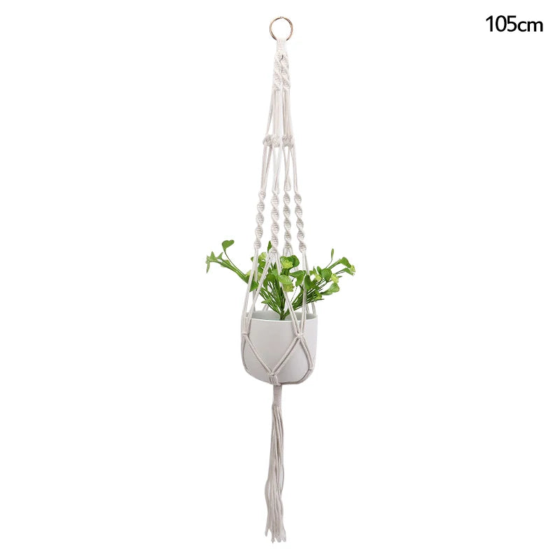 paniers suspendus en macramé pour plantes et décoration - vue 16 sur 19