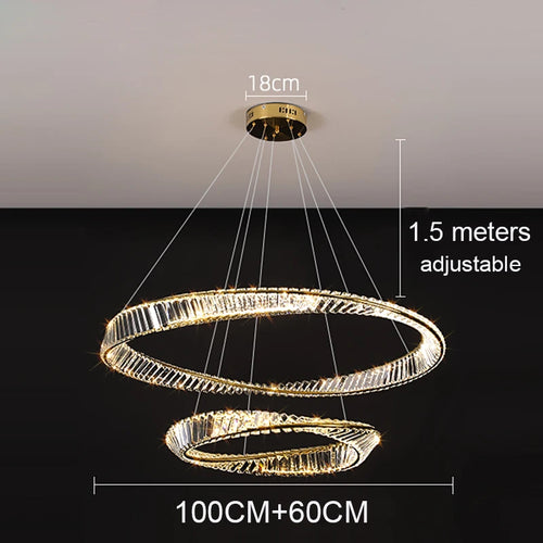 Crystal LED Chandelier for Living Room Kitchen Bedroom Ceiling Pendant Lamp, Gold Modern Remote Control Hanging Light - vue 12 sur 11