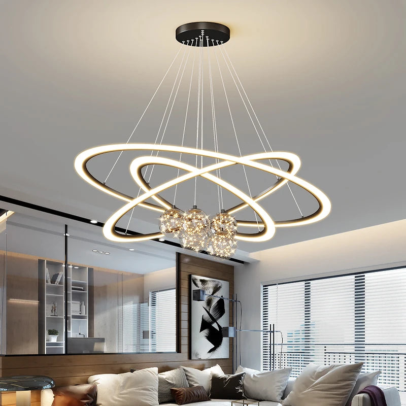 lustre en verre étoilé design moderne pour éclairage intérieur - vue 3 sur 9
