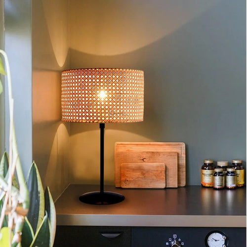 lampadaire en rotin style rural créatif pour intérieur - vue 3 sur 8