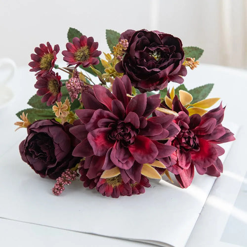 fleur artificielle dahlia rose marguerite pour décoration fête mariage - vue 12 sur 13