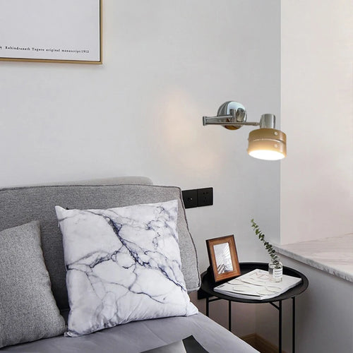 applique murale style américain bras long bois chromé évolutive - vue 5 sur 6