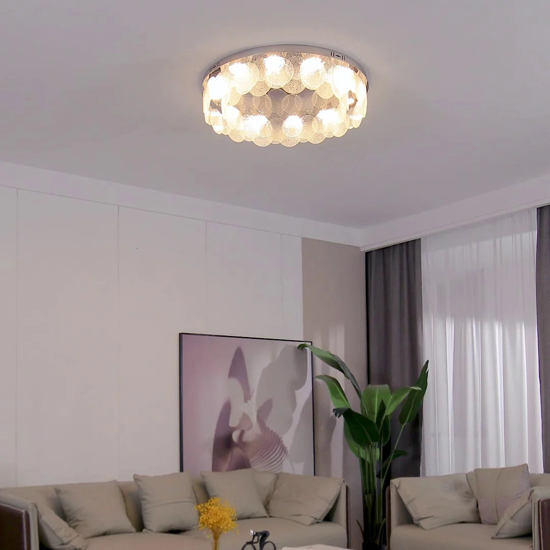 plafonnier led rond moderne en acier inoxydable et verre - vue 3 sur 10