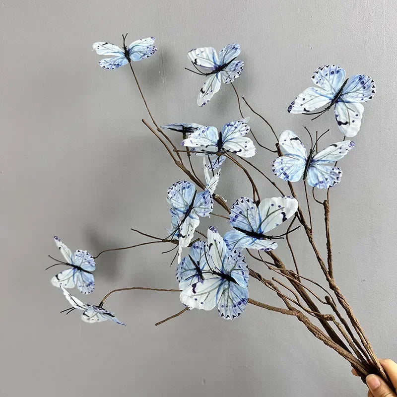 branche de papillon artificielle avec fausses fleurs décoratives pour jardin - vue 3 sur 13