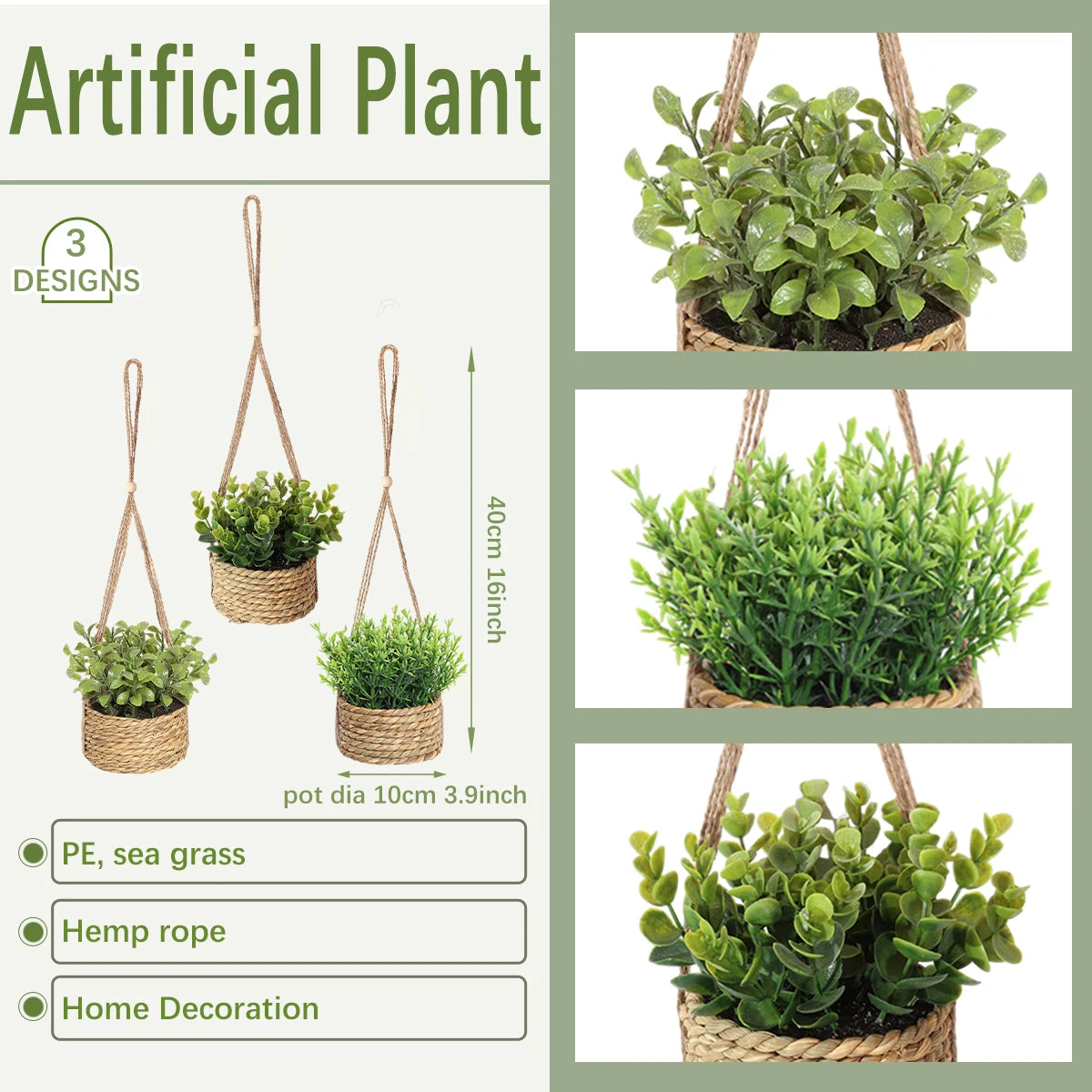 plantes artificielles eucalyptus romarin décoration verte en pot - vue 6 sur 9