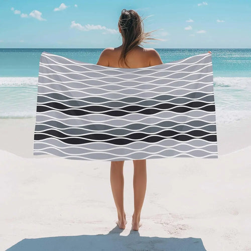Serviette de plage motif vagues abstraites absorbante rapide - vue 3 sur 6
