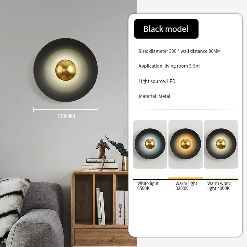 applique murale led ronde moderne pour décoration de luxe intérieure - vue 3 sur 11