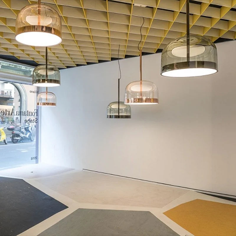 suspension en verre design nordique led moderne - vue 4 sur 9