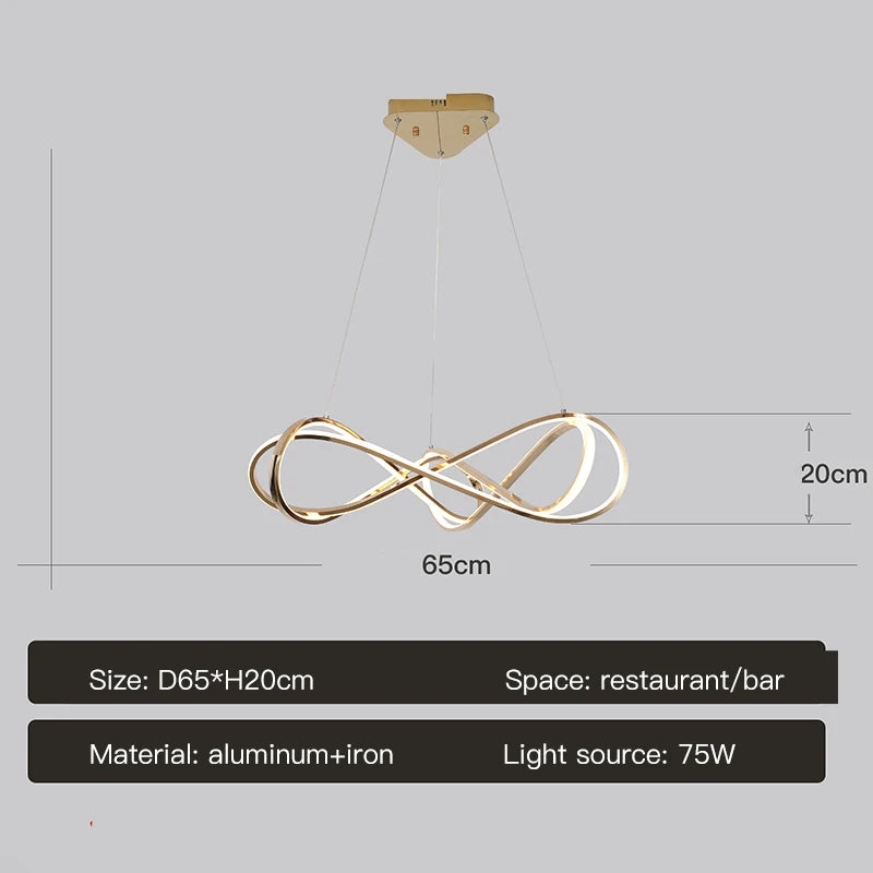 lustre led moderne avec télécommande design élégant et courbé - vue 10 sur 12