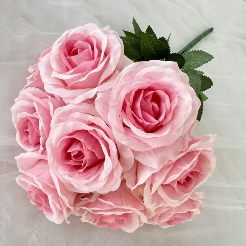 bouquet de roses artificielles en soie pour décoration intérieure - vue 10 sur 28