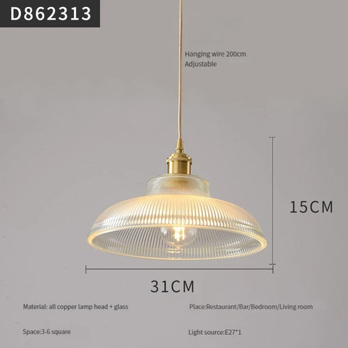 suspension moderne en laiton avec abat-jour rustique en verre de noyer - vue 23 sur 30
