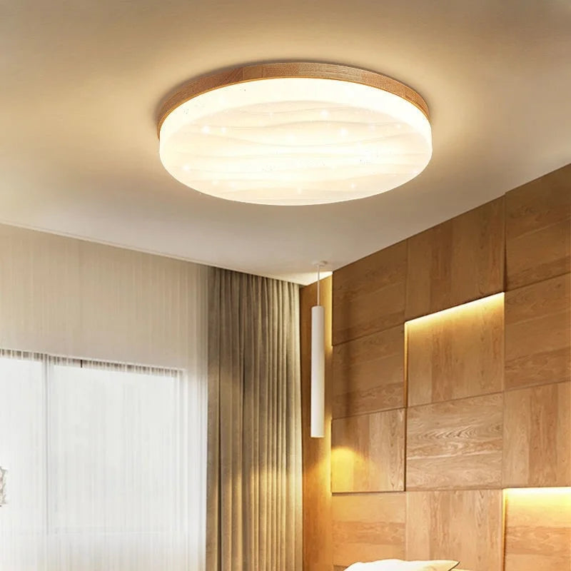 plafonniers led minimaliste en bois massif pour entrée - vue 6 sur 14