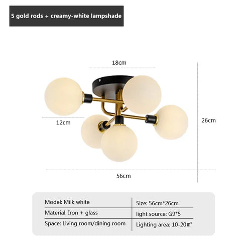 plafonnier nordique led en verre et métal pour intérieur loft - vue 16 sur 18
