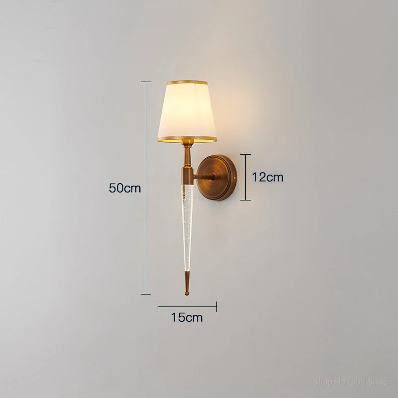 Applique américaine rétro lumière simple lampes en cristal lampe de chevet classique salon décor allée lumières TV fond applique murale - vue 7 sur 9
