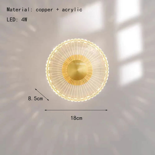 applique murale led design en acrylique et laiton doré pour intérieur