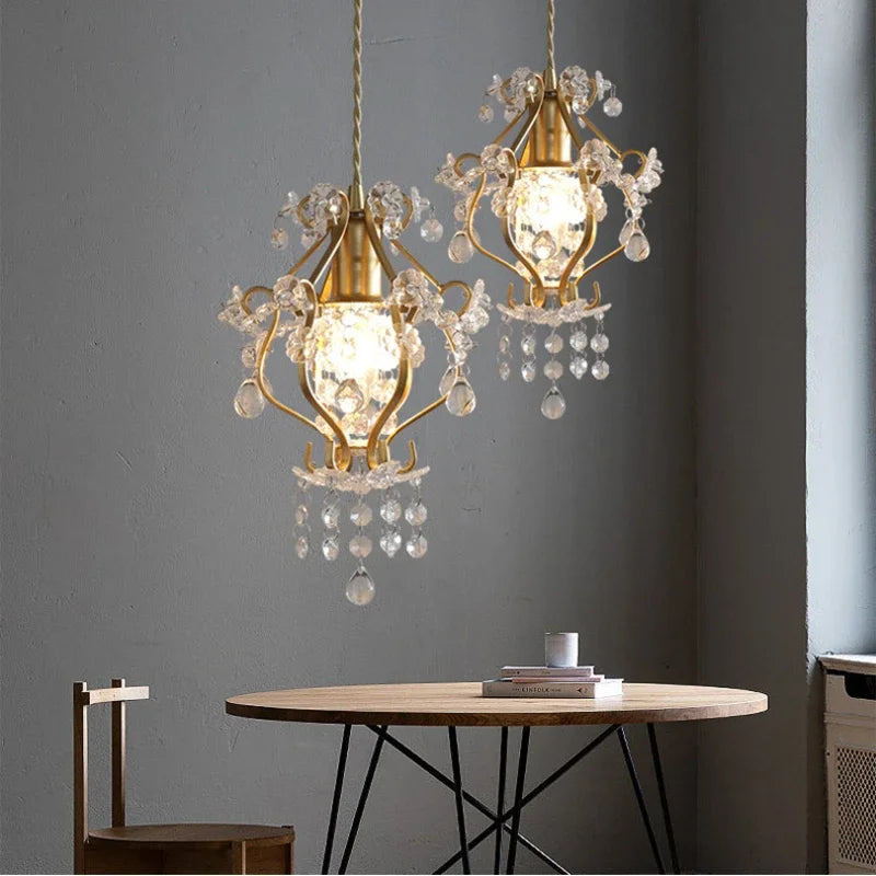 suspension en cristal rétro doré pour décoration intérieure élégante - vue 4 sur 8
