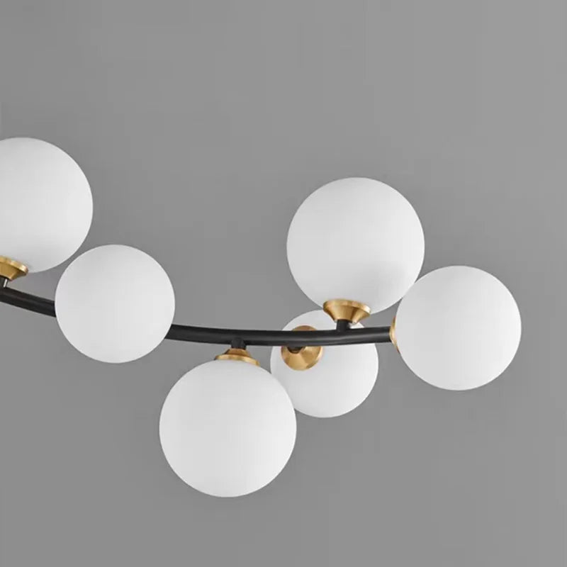lustre moderne en verre et cuivre noir pour intérieur - vue 5 sur 9